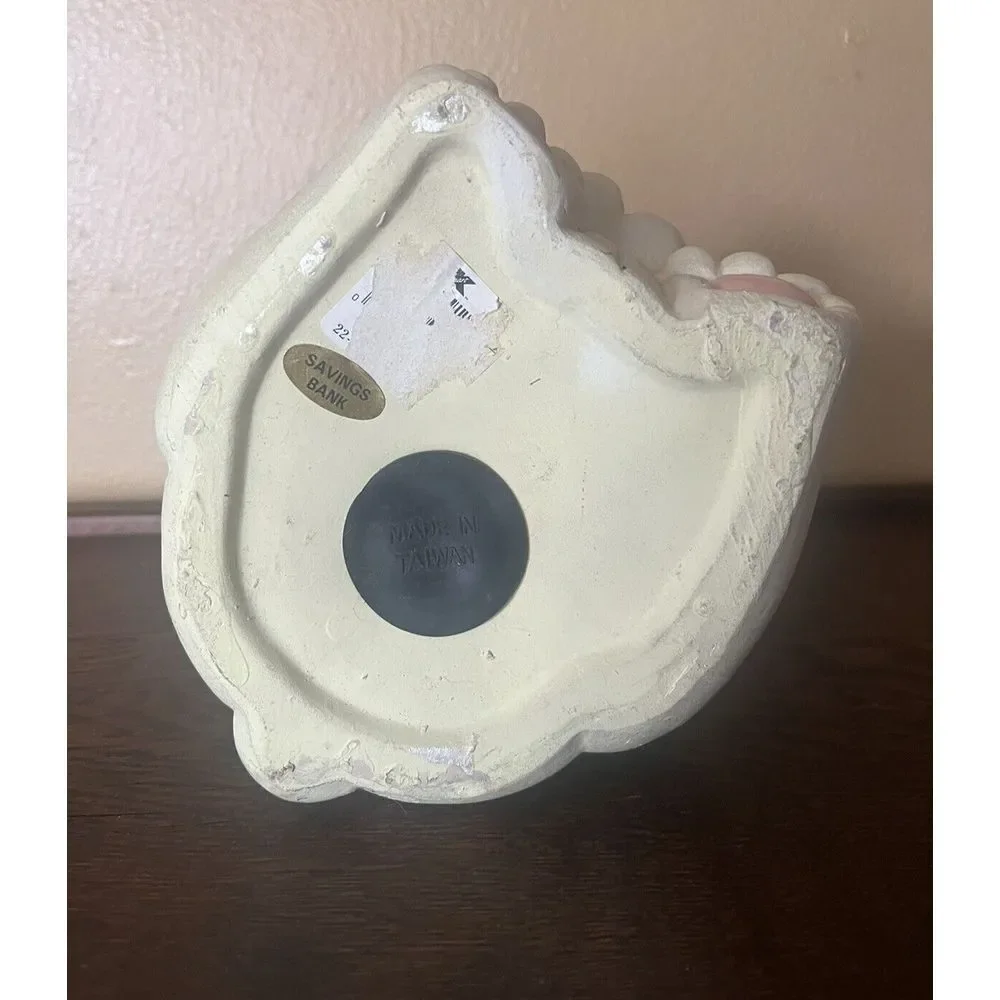 Vintage Teddy Bear Piggy Bank Ceramic Nursery Decor Baby Room Coin‎ Bank